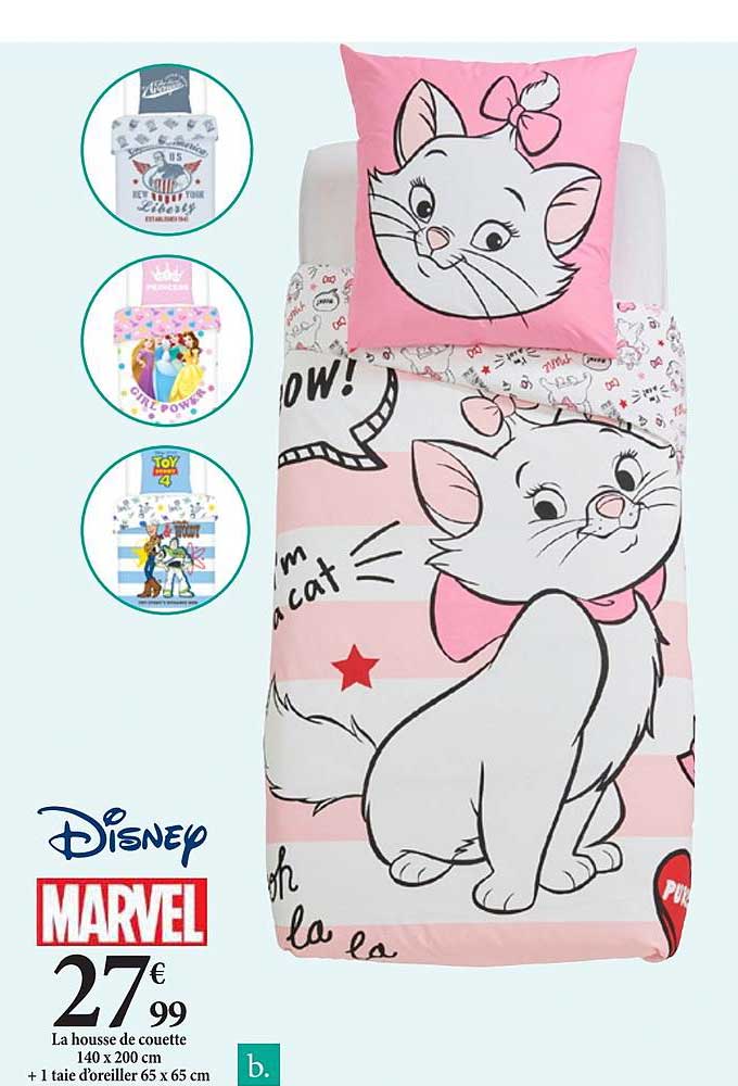 la housse de couette 140 x 200 cm + taie d'oreiller disney marvel
