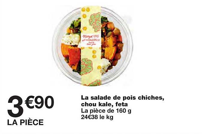 la salade de pois chiches, chou kale, feta