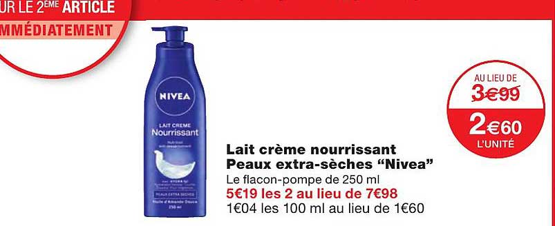 lait crème nourrissant peaux extra-sèches "nivea"