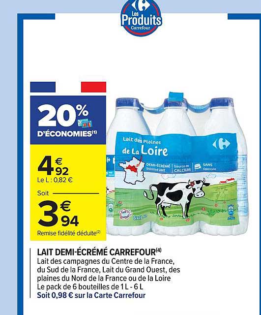 lait demi-écrémé carrefour