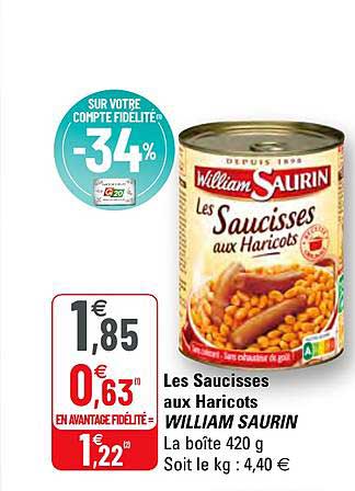 les saucisses aux haricots william saurin