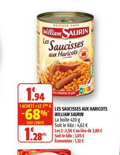 les saucisses aux haricots william saurin
