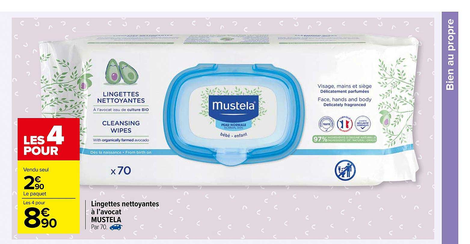 lingettes nettoyantes à l'avocat mustela