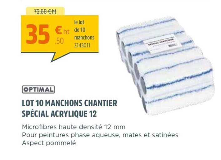 lot 10 manchons chantier spécial acrylique 12 optimal