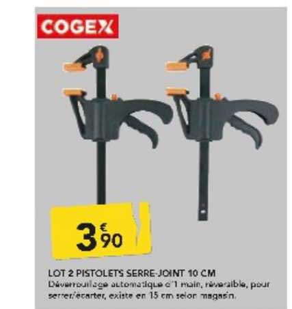 lot 2 pistolets serre-joint 10 cm cogex