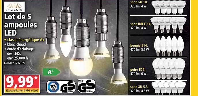 lot de 5 ampoules led i-glow
