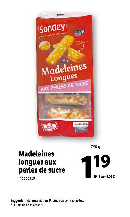 Madeleines Longues Aux Perles De Sucre Sondey