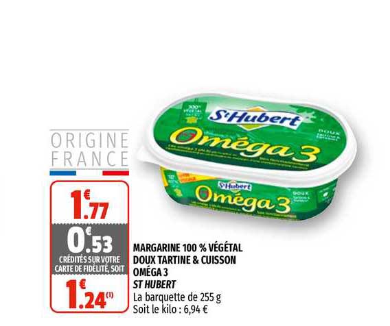 margarine 100% végétal doux tartine & cuisson  oméga 3 st hubert