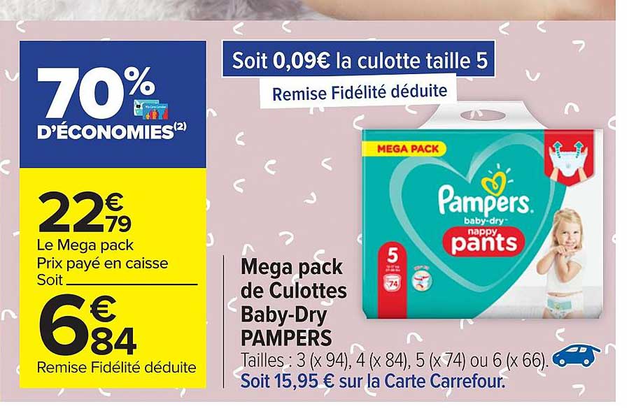 mega pack de culottes baby-dry pampers