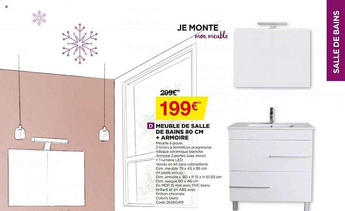 Meuble De Salle De Bains 80 Cm + Armoire
