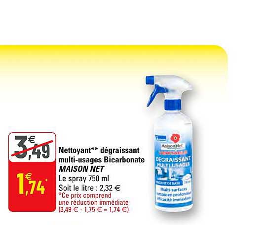 nettoyant dégraissant multi-usages bicarbonate maison net