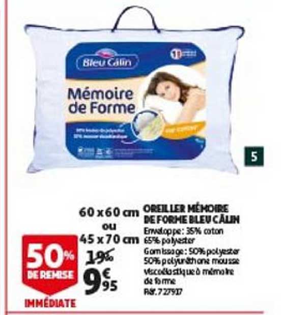 Oreiller Mémoire De Forme Bleu Câlin