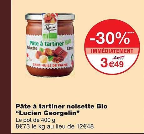 pâte à tartiner noisette bio "lucien georgelin"