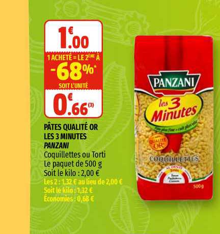 pâtes qualité or les 3 minutes panzani