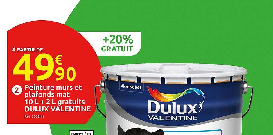 peinture murs et plafonds mat 10 l + 2 l gratuits dulux valentine