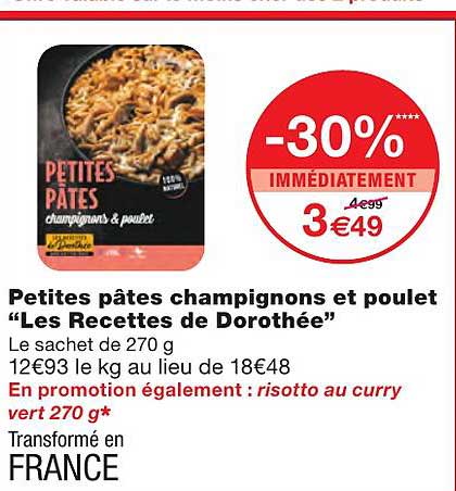 petites pâtes champignons et poulet "les recettes de dorothée"