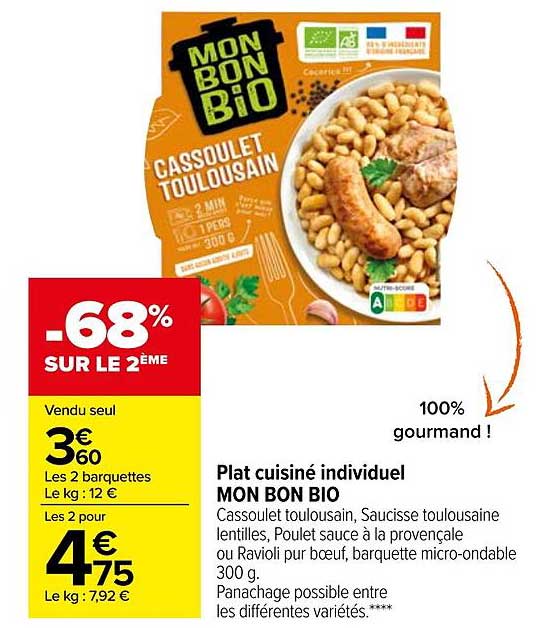 plat cuisiné individuel mon bon bio