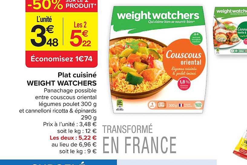 plat cuisiné weight watchers