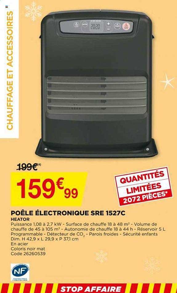 poêle électronique sre 1527c heator