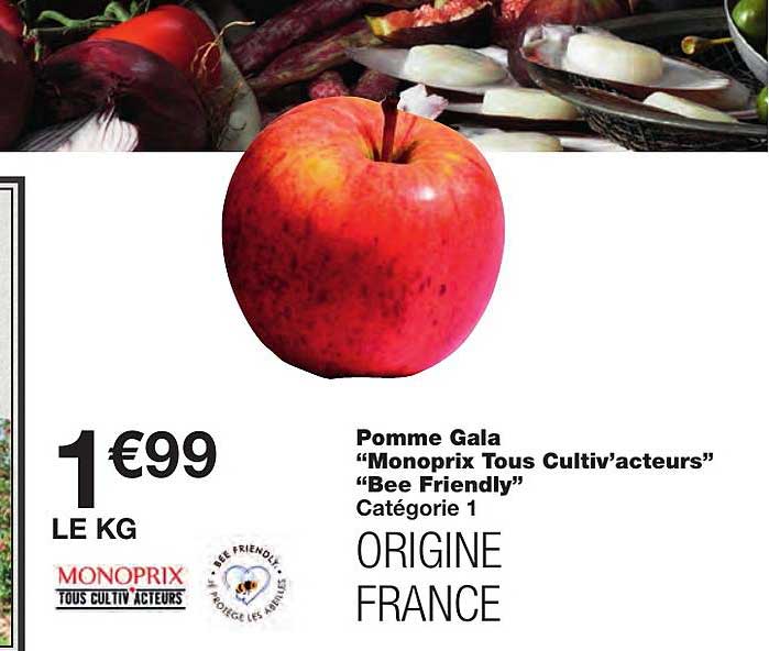 pomme gala "monoprix tous cultiv'acteurs" "bee friendly"