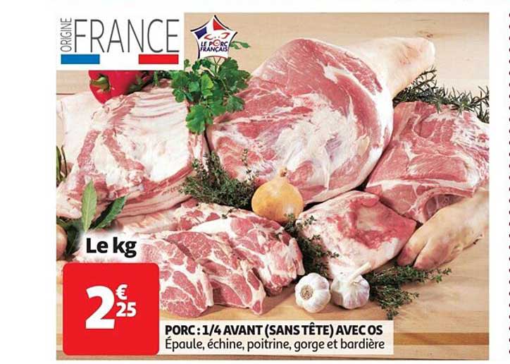 Porc : 1-4 Avant (sans Tête) Avec Os