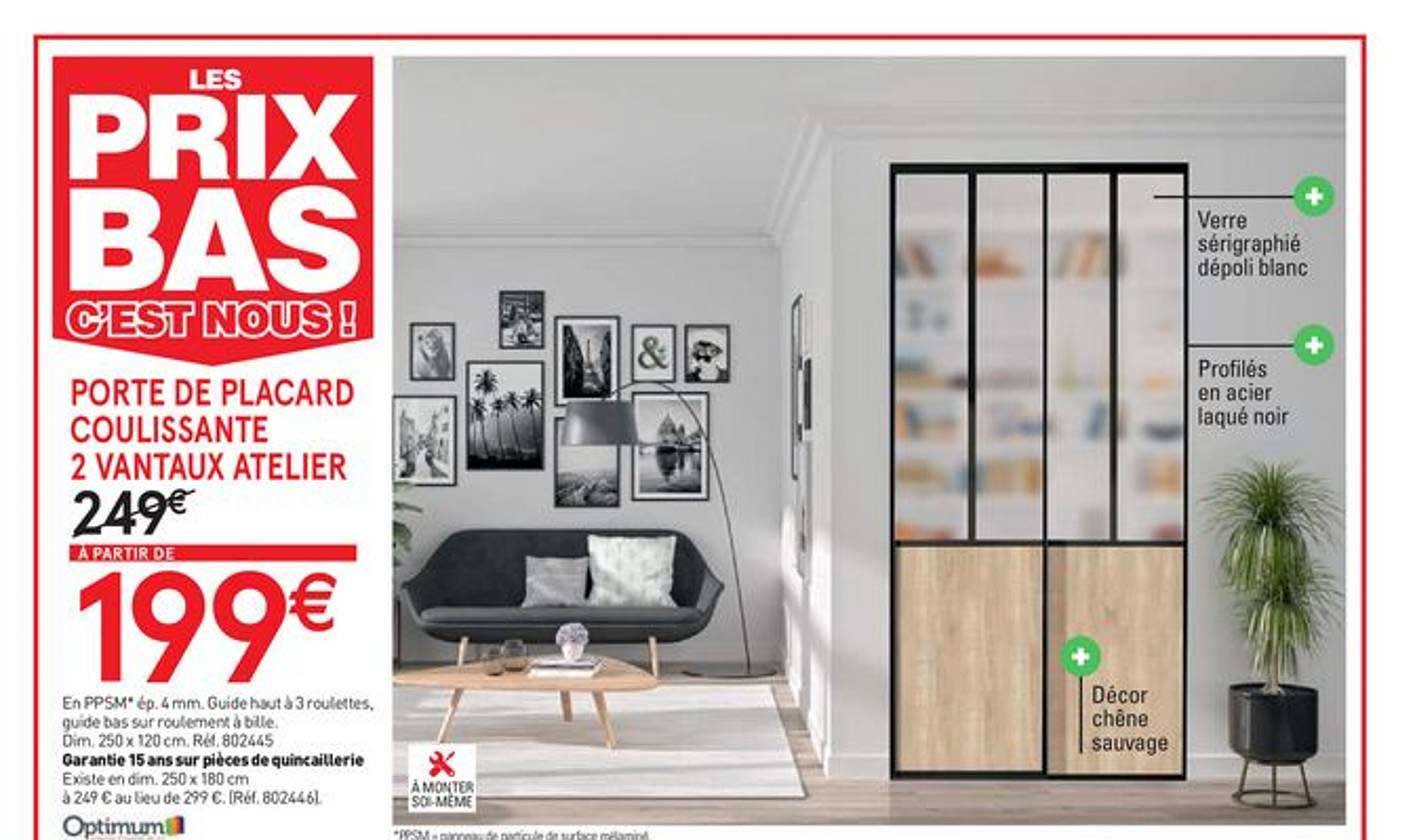 Porte De Placard Coulissante 2 Vantaux Atelier