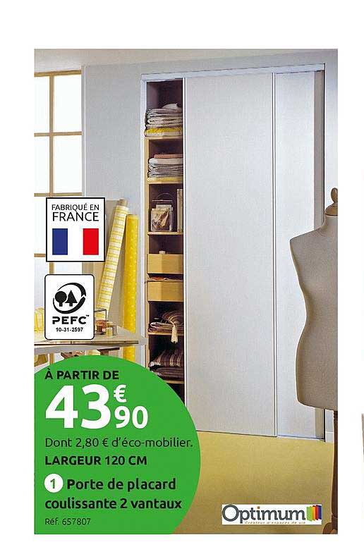 porte de placard coulissante 2 vantaux optimum