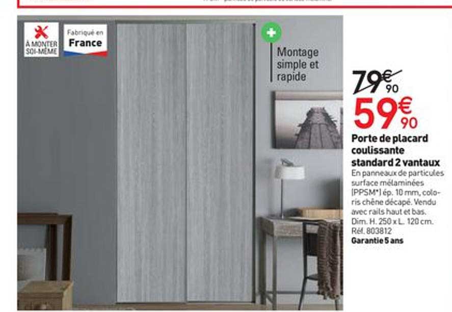 porte de placard coulissante standard 2 vantaux