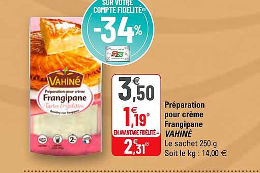 préparation pour crème frangipane vahiné