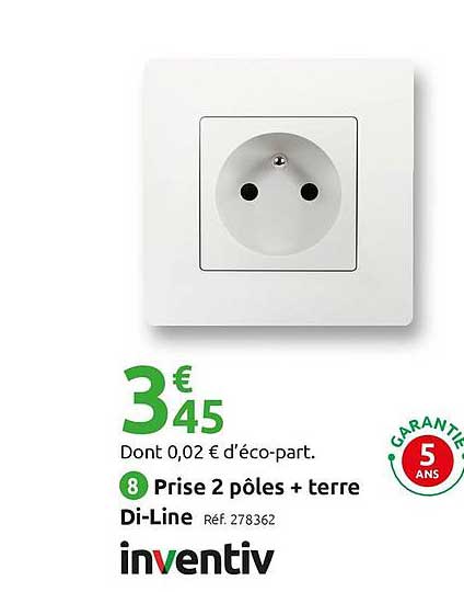 prise 2 pôles + terre di-line inventiv