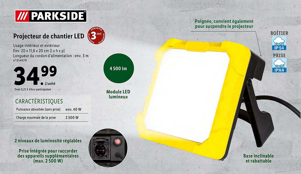 Projecteur De Chantier Led Parkside