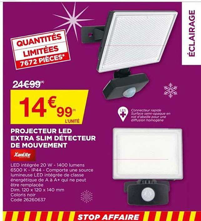 Projecteur Led Extra Slim Détecteur De Mouvement Xanlite