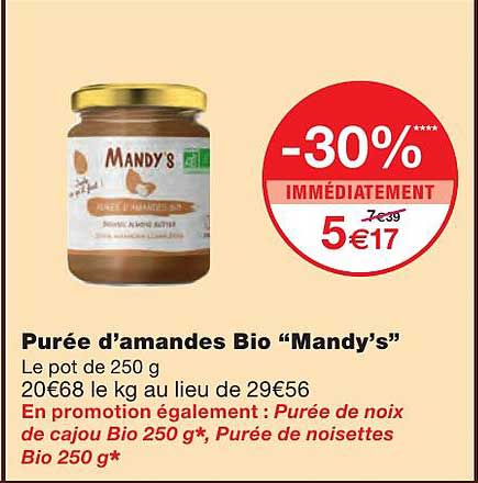 purée d'amandes bio "mandy's"