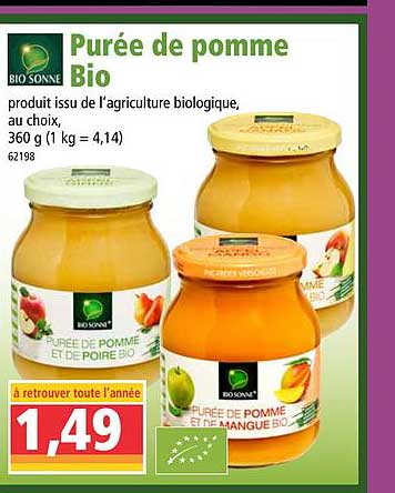 purée de pomme bio bio sonne
