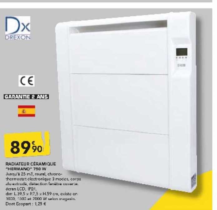 Radiateur Céramique "hermano" 750 W Drexon