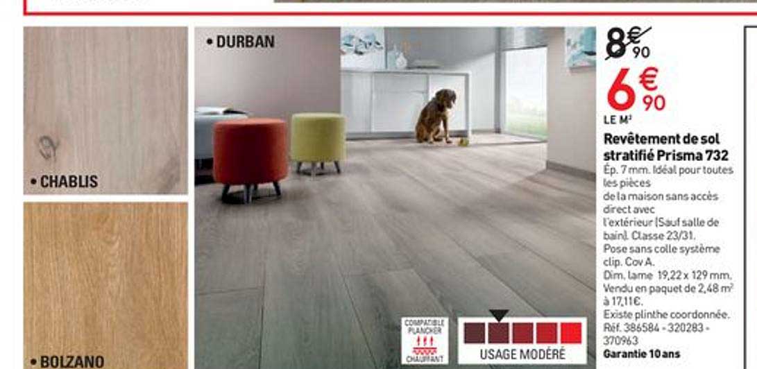 revêtement de sol stratifié prisma 732