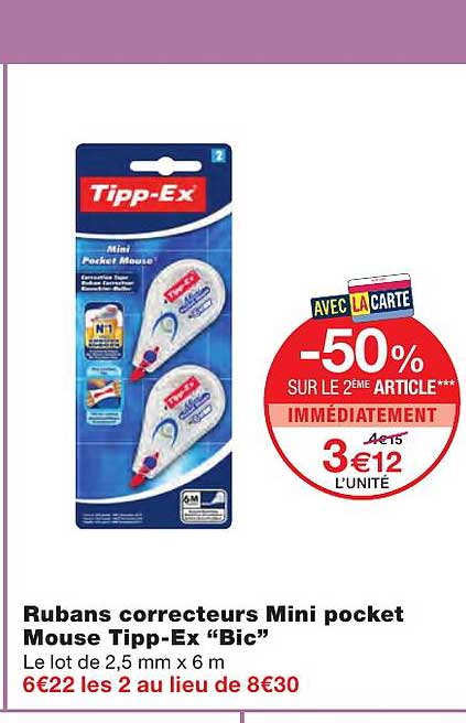 rubans correcteurs mini pocket mouse tipp-ex "bic"