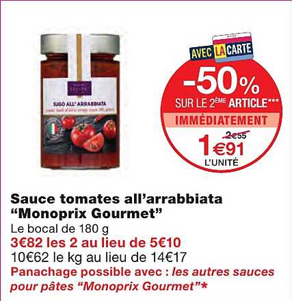 sauce tomates all'arrabbiata "monoprix gourmet"