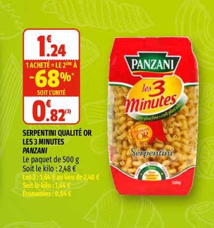 serpentini qualité or les 3 minutes panzani