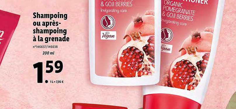 shampoing ou après-shampoing à la grenade