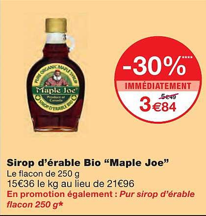 sirop d'érable bio "maple joe"