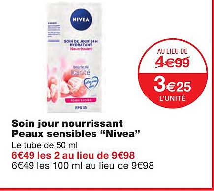 soin jour nourrissant peaux sensibles "nivea"