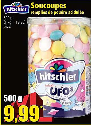 soucoupes remplies de poudre acidulée hitschler