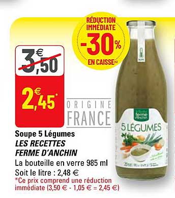 soupe 5 légumes les recettes ferme d'anchin