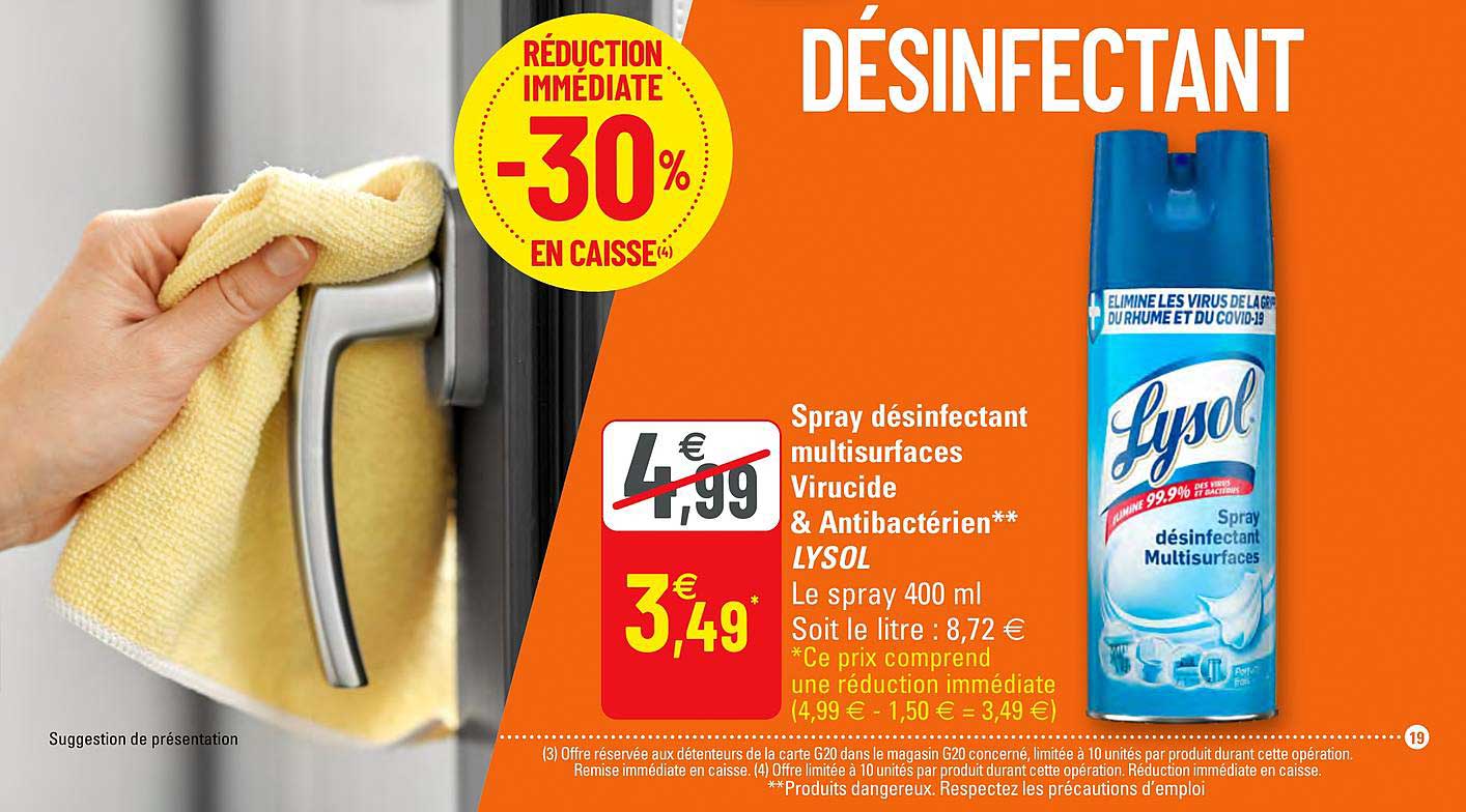 spray désinfectant multisurfaces virucide & antibactérien lysol
