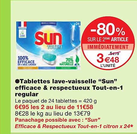 tablettes lave-vaisselle "sun" efficace & respectueux tout-en-1 regular
