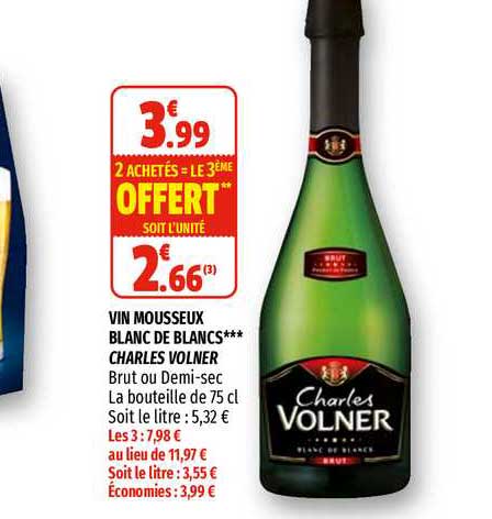 vin mousseux blanc de blancs charles volner