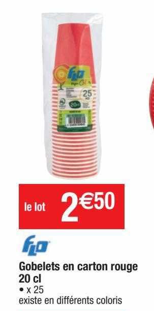 gobelets en carton rouge 20cl flo