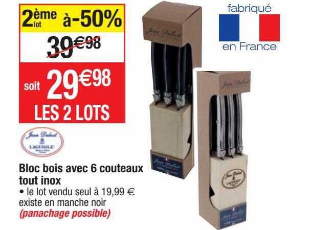 bloc bois avec 6 couteaux tout inox jean dubost