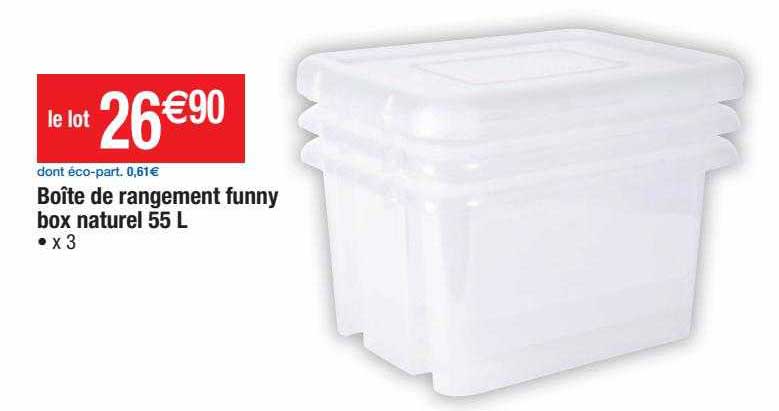 boîte de rangement funny box naturel 55l